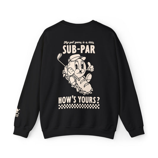 Sub-Par Sandwich Golf Ball Cartoon Design | Funny Vintage Golf Sweatshirt | Golf Food Pun