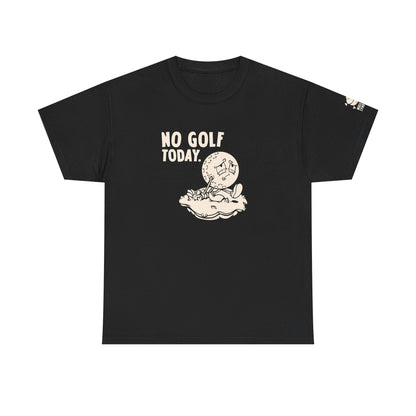 No Golf Today - Funny golfer golf ball retro vintage black shirt front side. Cute sad golf ball walking, because it can't play golf today.