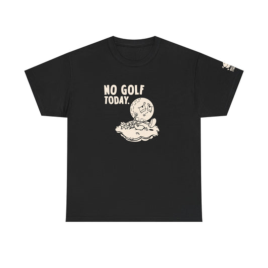 No Golf Today - Funny golfer golf ball retro vintage black shirt front side. Cute sad golf ball walking, because it can't play golf today.